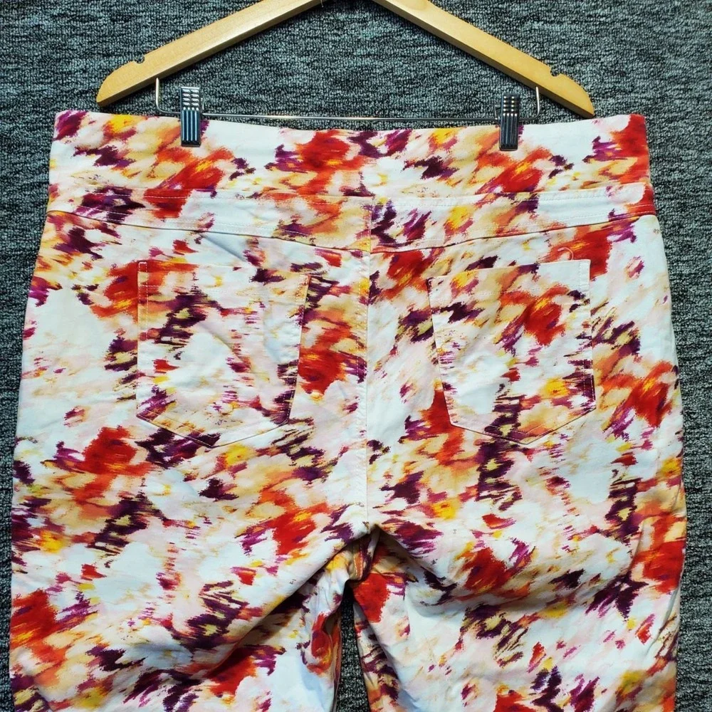 Terra Sky Jeggings Womens 2X Multicolor Watercolor Floral Skinny Pull On Pants‎
